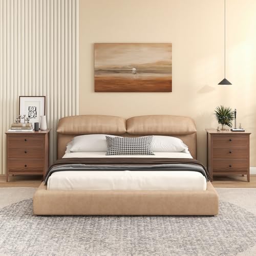 Giantex Set of 2 Nightstand with Drawers Solid Structure Side Table for Storage Bedroom, Living Room Accent Furniture Small Spaces Side End Table, (Brown, 24 in x 18 in x 26 in)