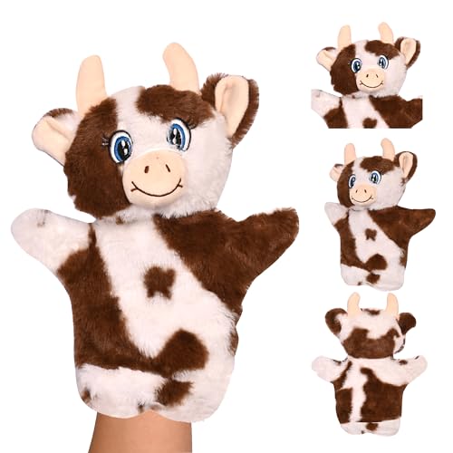 Image of Besties Cow Hand Puppets for Kids - Soft Hand Puppets for Kids, Story Telling Puppet for Kids, Hand Puppet Toy, Plush Animals Hand Puppet Toys, Fun Play Learning Toys - (Cow Brown)