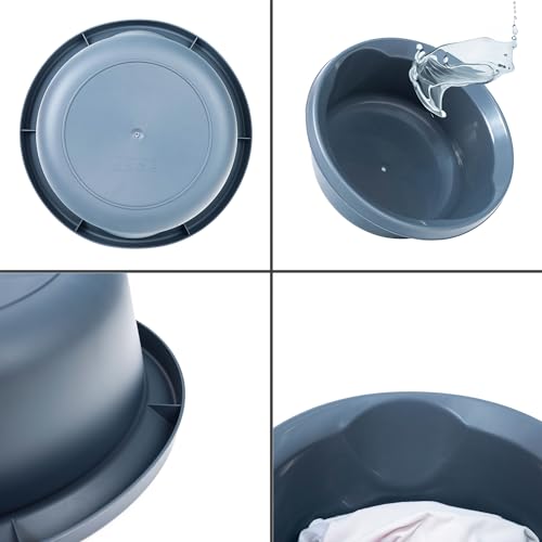KADAX Matte Plastikwaschschüssel, Kunststoffschüssel, Runde Spülschüssel, Robuste Waschschüssel, Haushaltswasserschüssel für Badezimmer, Allzweck-Wanne (Dunkelgrau, 9L)