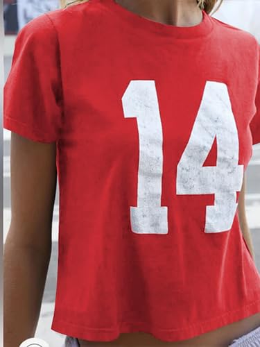 Image of SOLY HUX Girl's Number Graphic Tees Short Sleeve Y2k Tops Jersey Shirts | Crew Neck, Casual, Cute, Vintage, Summer
