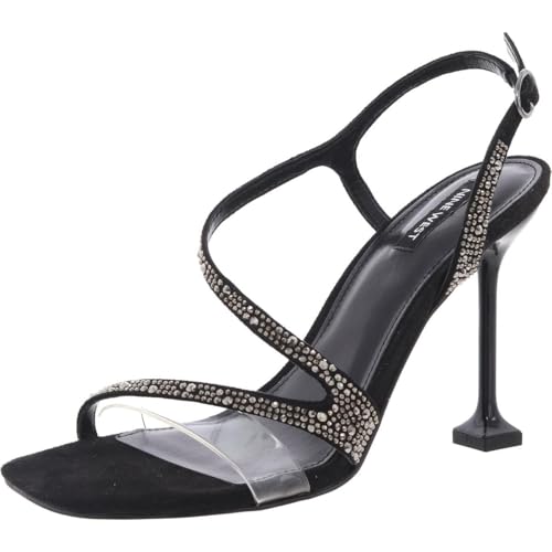 Nine West Nueve, Sandalia con talón Mujer, Black Clear 002, 38.5 EU