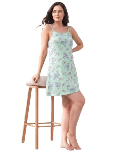 Image of Inner Sense Organic Cotton Nighty for Women Stylish I Above Knee Length Spaghetti with Scoop Neck Design I Adjustable Straps Camisole for Woman to Wear Solo or Layered