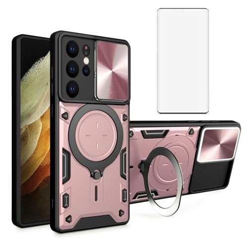 ASUS wish �g�ѓd�b�P�[�X Samsung Galaxy S21 Ultra 5G �X���C�h�J���� ���C�J�o�[ �����K���X�X�N���[���v���e�N�^�[�ƃ����O�z���_�[�t�� ���o�C���Z���A�N�Z�T���[ S21ultra 21S S 21 21ultra G5