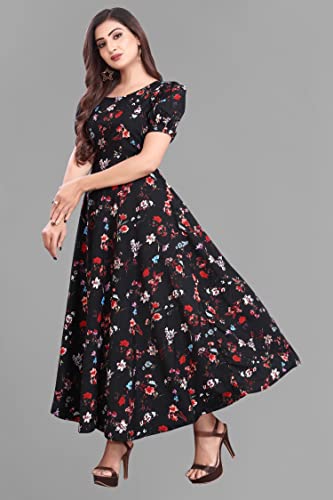 Image of FLARED ALINE MAXI DRESS WITH FLORAL PRINT FOR WOMEN