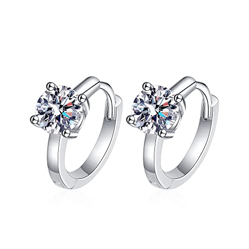 Lllunimon Boucles d'oreilles Moissanite de Couleur D Classic 0,5Ct pour Femmes Hommes,S925 Argent Sterling plaqué Boucles d'oreilles Platinum Hoop Cover