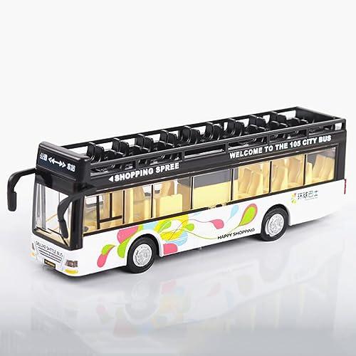 Image of Diecast Metal Long Sight View Double Decker Bus Open Door Light & Music Model Pull Back Long Bus Toys for Boy Kids