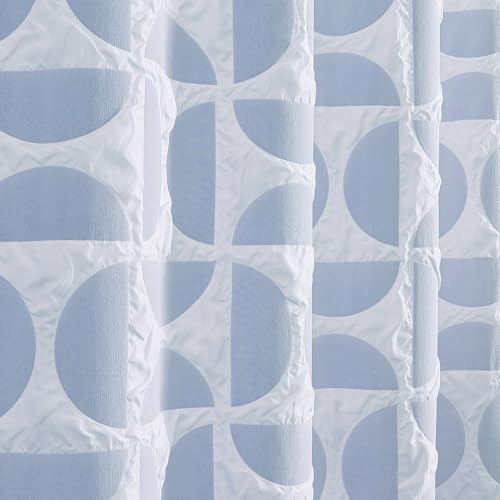 Aiyufeng Blue and White 3D Embossed Tier Curtains, 36 Inch Length, 2 Panels Set, Light Filtering, Farmhouse Style, Living Room Bedroom Curtains, Each 38"W x 36"L