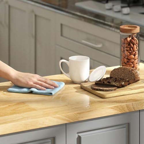 HOMCOM Mobile Kitchen Island on Wheels, Rolling Kitchen Storage Trolley with Drop Leaf, Rubber Wood Top, Drawers, Adjustable Shelf, Towel and Spice Rack for Dining Room, Grey - Image 9