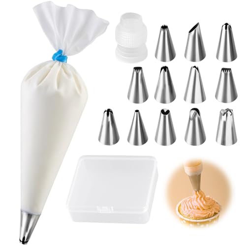 Ailah Coffret Pâtisserie Adulte avec Poche à Douille Réutilisable, EVA, Kit Pâtisserie Professionnel, Douilles Pâtisserie Professionnelles pour Décoration Gâteaux – 16 Pièces