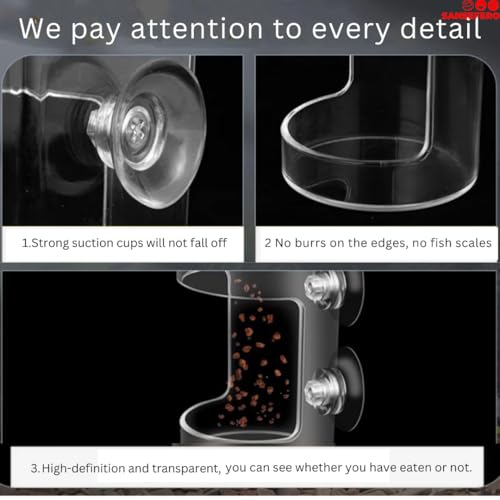 Image of SANSEFERO Small Acrylic Floating Aquarium Fish Feeder with Wall-Mounted Suction Cup for Freshwater & Saltwater Tanks, Durable Clear Design Floating Fish Feeder (Round Feeder)