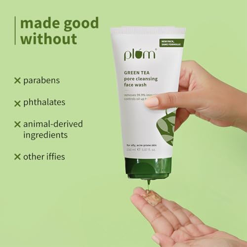 Image of Plum Green Tea Pore Cleansing Face Wash for Oily, Acne Prone, Dry & Combination Skin | with Glycolic Acid | Fight Pimples & Control Excess Oil | Gentle Exfoliating & Non-Drying | Women & Men | 150ml