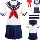 WJZAHB Yandere Simulator Cosplay Costume Top Skirt JK Uniform Set with Ayanoaishi Cosplay Wig Yandere Costume Halloween Party (Costumes, M)