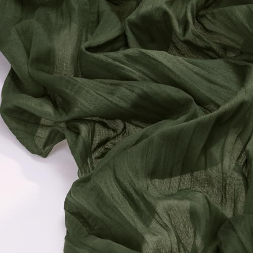 Image of Socomi Olive Green Spring Cheesecloth Table Runner Boho Rustic Gauze 120 inch 10FT Cheese Cloth Runner for Wedding Party Baby Shower Birthday Home Decor