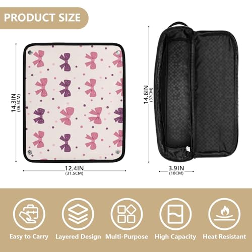 Cute Bows Dots Marble Hair Tools Travel Bag Heat Resistant Mat for Irons Straighteners Curling Iron Hair Care Accessories Portable Organizer Bag miniatura 4