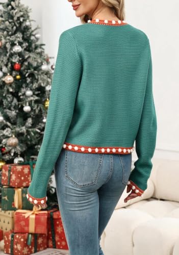 Image of Cropped Cardigan for Women Open Front Jackie O Sweater Jacket Button Down Fall Chunky Knit Coats