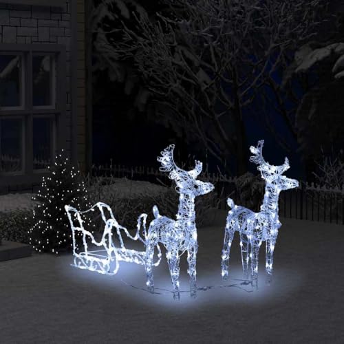 ACAGALA Rentiere Schlitten Weihnachtsdekoration 160 LEDs, Acryl...