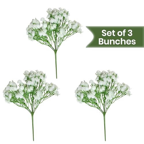 Image of Art Street Baby Breath White Artificial Flowers Gypsophila Bouquets Flowers, New Year Mothers Day Gifting, Faux Flowers for Vases | Decoration Items for Living Room| Set of 3 (Size: 14 Inch)