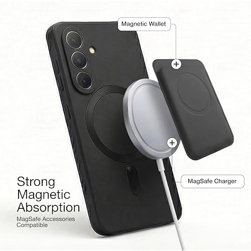 Image of amazon basics Premium Mag-Safe Case for Samsung Galaxy S26 Plus 5G | Shockproof & Anti-Scratch Cover | Soft Silicone with Wireless Charging | Camera Lens Guard - Black