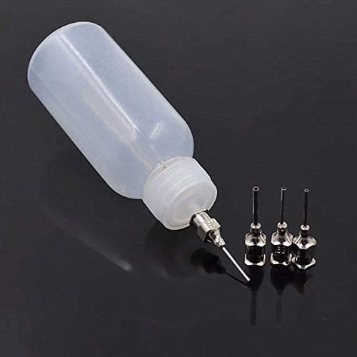 1 Oz (30ml) Plastic Henna Bottle Applicator with 4 Stainless Steel Tips.