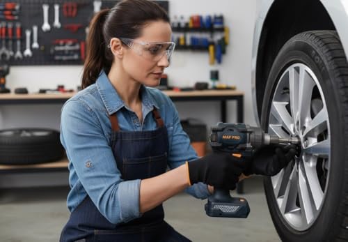 Image of Maf Pro CIWLI40010K Cordless Impact Wrench 400Nm, 20V Brushless, 1 /2 Inch Drive, Dual 4.0Ah Battery, Variable Speed, Car Tyre Removal, Wheel Nut and Bolt Tightening Tool, 6 Months Warranty