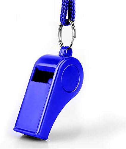 Hipat Whistle with Lanyard, 2 Packs Blue Plastic Whistles, Extra Loud Sports Whistles Great for Coach, Referee, Basketball, Lifeguard, Survival