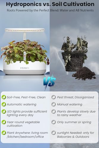 Image of inBloom 12 Pods Hydroponics Growing System Indoor Garden with LED Grow Light and Pod Kit, Plants Germination Kit with 4.2L Water Pump Accelerate, Height Adjustable, Gardening Gifts for Women, White