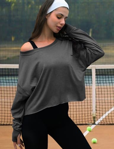 Image of UNIANKIYA Open Back Workout Tops for Women Long Sleeve Cropped Athletic Clothes Gym Running Yoga Low Impact Sports T Shirts