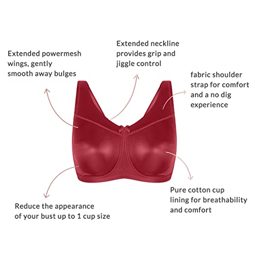 Image of NYKD NYB044 Wirefree Cotton Lined Minimize Me Non-Padded Full Coverage Bra for Women