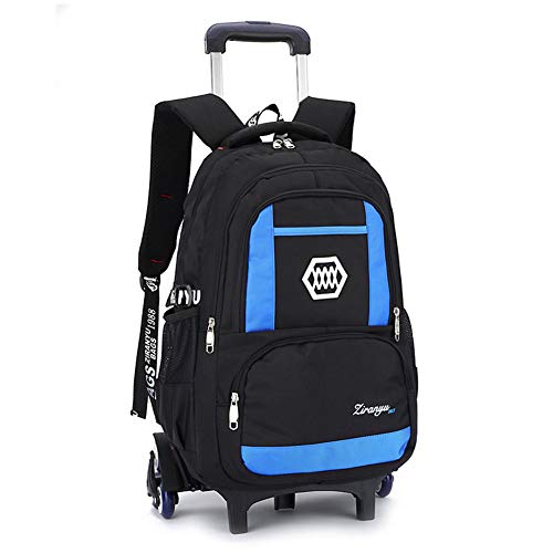 Preisvergleich Produktbild PQG Rucksack, Trolley, Mittelschüler, 6-Rad-Wagen, Klettertreppe, Rucksackwagen abnehmbar. Fassungsvermögen 20-35L.-blue