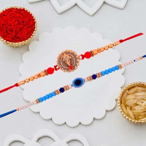 Image of Great Art Rakhi Set with Roli Chawal & Fridge Magnet | Traditional Raksha Bandhan Combo-FM127
