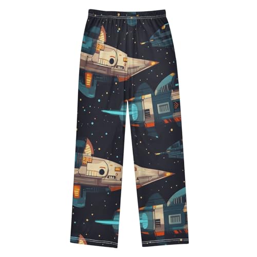 ZZXXB Cute Spaceship Boys Long Pants Soft Trousers Elastic Waist Kids Lounge Bottoms with Pockets S-XL2
