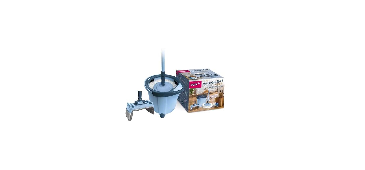 York | 360° | Special Rotierender Bodenwischer + Eimer + Teleskopstange | Bodenwischer | Wischmopp | Mopp | Wischroboter | Reinigung von Fliesen und Laminat | Eimer Kapazität: : 13 Liter