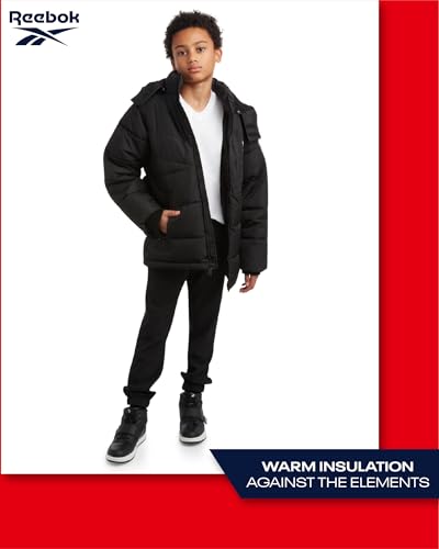 Reebok Boys Puffer Jacket - Heavyweight Quilted Water & Wind Resistant Boys Winter Coat - Fleece Insulated Kids Winter Jacket 5