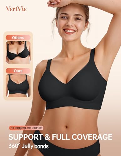 Vertvie Bras for Women No Underwire Wireless Push Up Seamless Full Coverage Comfort Sports Everyday Bra Regular & Plus Size