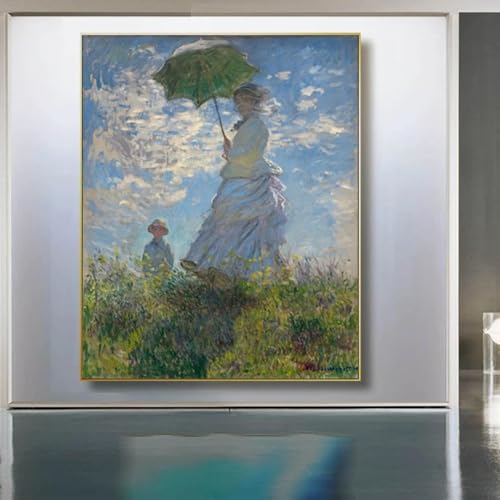 Peinture femme avec un parasol de Monet affiches et impressions mur art 50x70