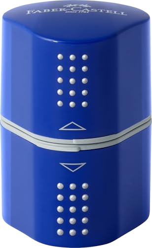 FABER-CASTELL - Dreifachspitzdose Grip 2001, Anspitzer für Durchmesser 8-10 mm mit Behälter (1 Stück, blau) – Ansicht 1