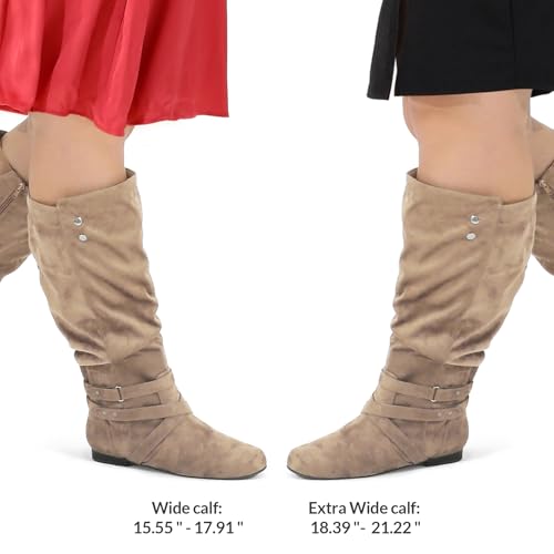 mysoft Womens Extra Wide Calf Boots Knee High Slouchy Flat Wide Width Tall Shoes Side Zippers3