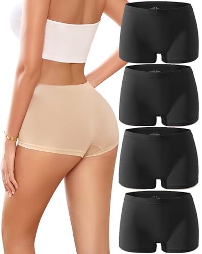 Image of ALL OF SHE Boy Shorts Underwear for Women Full Coverage Boxer Briefs Soft Seamless Panties Lingerie Under Dress Booty Shorts