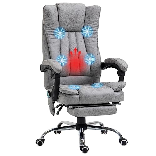 Vinsetto Reclining Office Chair with Massage and Heat, Grey