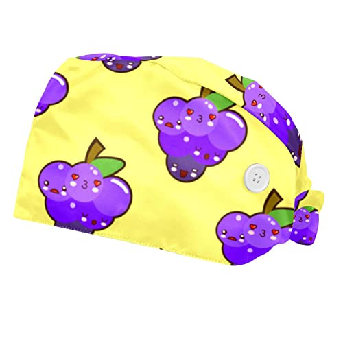 Chapeaux bouffants JDEZ lot de 2 casquettes de travail réglables motif raisin