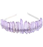 Raw Crystal Quartz Headband Crown - Rhinestone Tiara Mermaid Crown Headband for Women Bride Weddi...