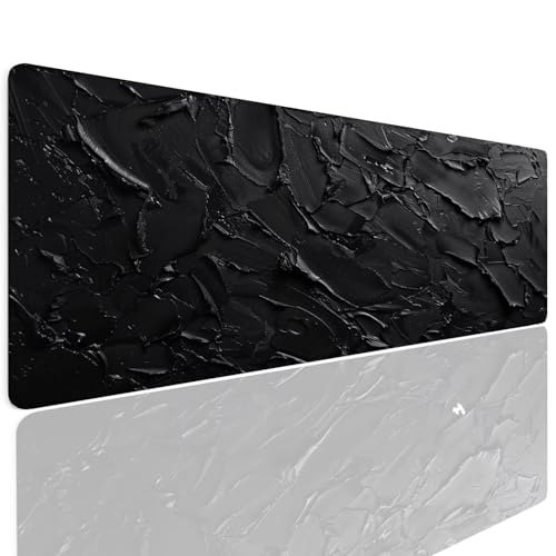 Tappetino per Mouse da Gioco XXL 900x500x4mm Grande Black Pad con Impermeabile Scrivania con Base in Gomma Antiscivolo Tappeto Sottomano Lavabile 4-136