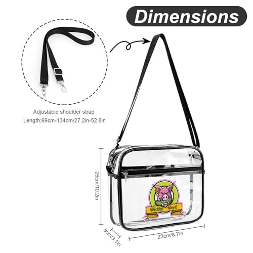 Wild Hog Biting Pickle Large Crossbody Bag Clear Stadium Bag Anti-Theft Side Shoulder Bags Messenger Bag with 2 Compartments2