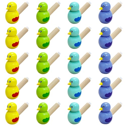 Silbato Niños, 20 Piezas Silbato para Pájaros, Silbatos de Madera Niños, Silbato Pintado a Mano Pájaros de Agua Musical, Juguetes Niños Fiesta de Cumpleaños Regalos (Color Aleatorio)