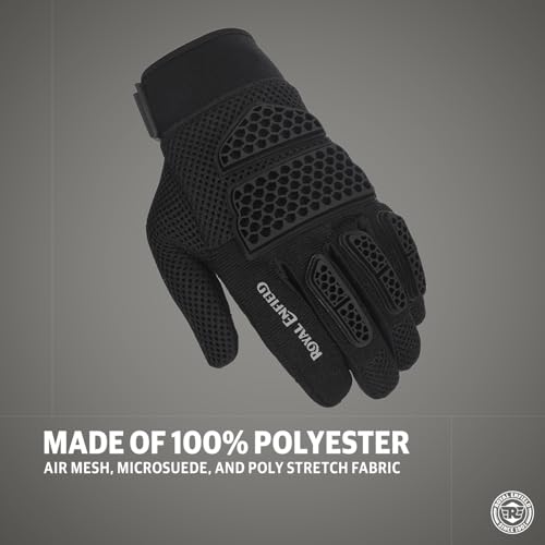 Image of Royal Enfield Street Ace Riding Gloves | Air Mesh- Optimum Ventilation | Microsuede Patch for Grip | Poly Stretch Fabric | Protection- TPR Knuckle Protectors | Black M