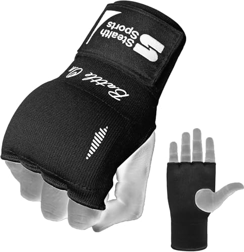 Stealth Sports Padded Inner Hand Wraps Men Women Junior Kids 75cm Long Elastic Wrist Straps Quick Gel Boxing Wraps MMA Punching Martial Arts Muay Thai Gel Under Mitts Bandages (XS)