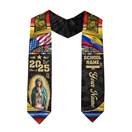 VATANAS Custom Colombia Graduation Sash, Customized Colombia Graduation Stole 2025, Class Of 2025, Colombian American Flag 2