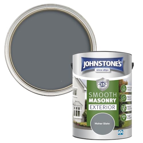Johnstones Exterior Smooth Masonry Paint Moher Slate Up to 15 Years Protection Weather & Dirt Resistant 60m Coverage Per Tin - Dry in 1-2 Hours 5 L