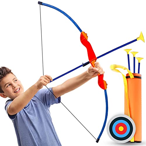 Wembley Bow and Arrow Archery Set with Suction Arrows, Bow, Target, Quiver-Hunting Adventure Toy Indoor and Outdoor Game for Kids | BIS-Approved