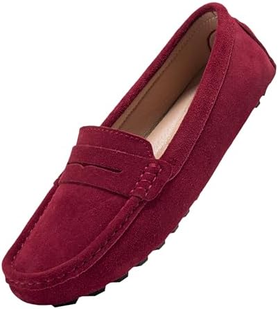 BEAUSEEN Women's Genuine Leather Penny Loafers Classic Driving Mo...